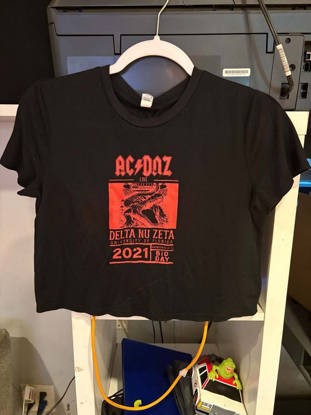 Delta Nu Zeta University of Florida 2021 Bio Day Crop Top T-Shirt Black Size S